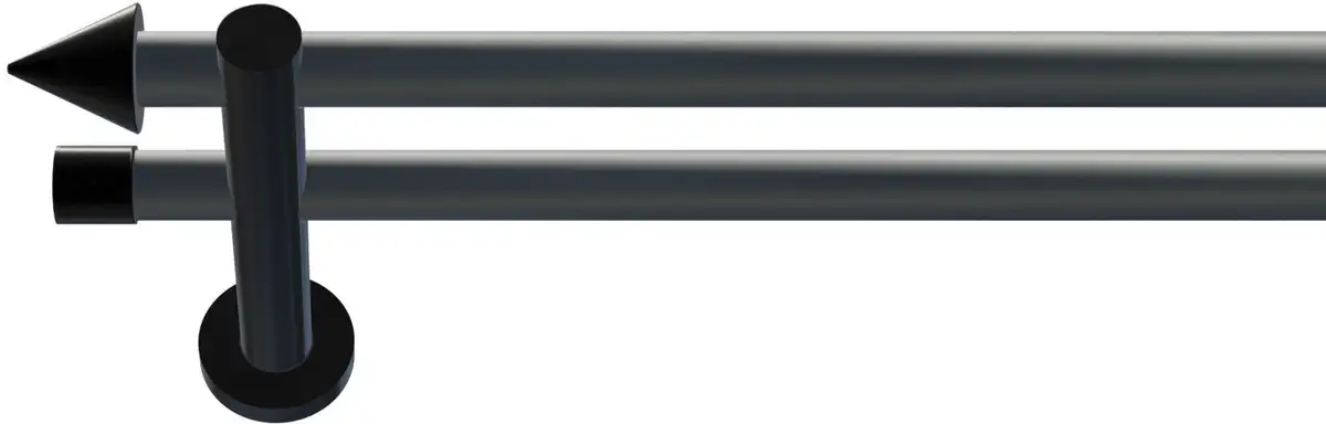 

Карниз indeko "Кале", 2 направляющие, желаемая длина, полный комплект, включая крепежный материал 390 см, Ø 20 мм, цвет silber-schwarz