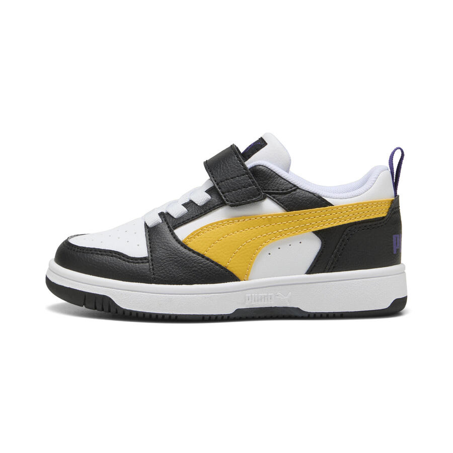 Кроссовки PUMA Rebound V6 Lo для детей PUMA Black Yellow Sizzle White — фото 3
