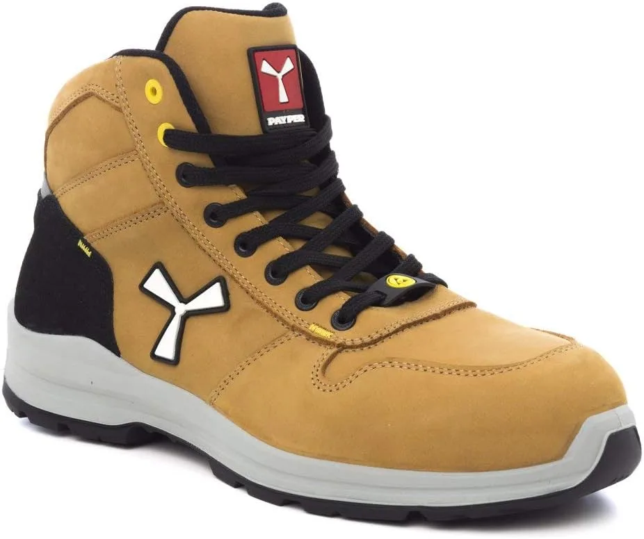 Защитная обувь PAYPER Get Force Mid Mens S3 Cattle Flower, дышащая, эластичная, с амортизацией, желтого цвета