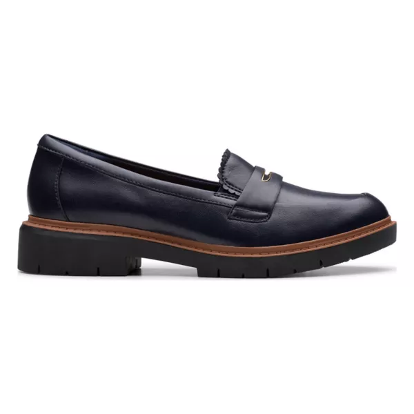 Вестлинн светящиеся женские кожаные лоферы на массивной подошве Clarks, цвет navy leather — фото 2