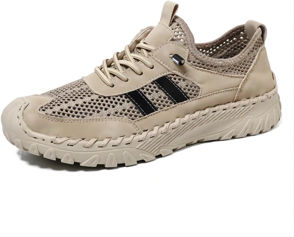 

Мужские повседневные кроссовки из дышащей сетки, легкие, удобные, с нескользящей подошвой, кожаные лоферы, ситаные, для улицы, ручной работы Asifn, хаки