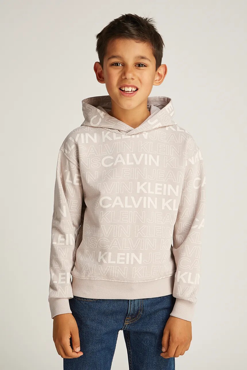 

Детская хлопковая толстовка Calvin Klein Jeans, бежевый