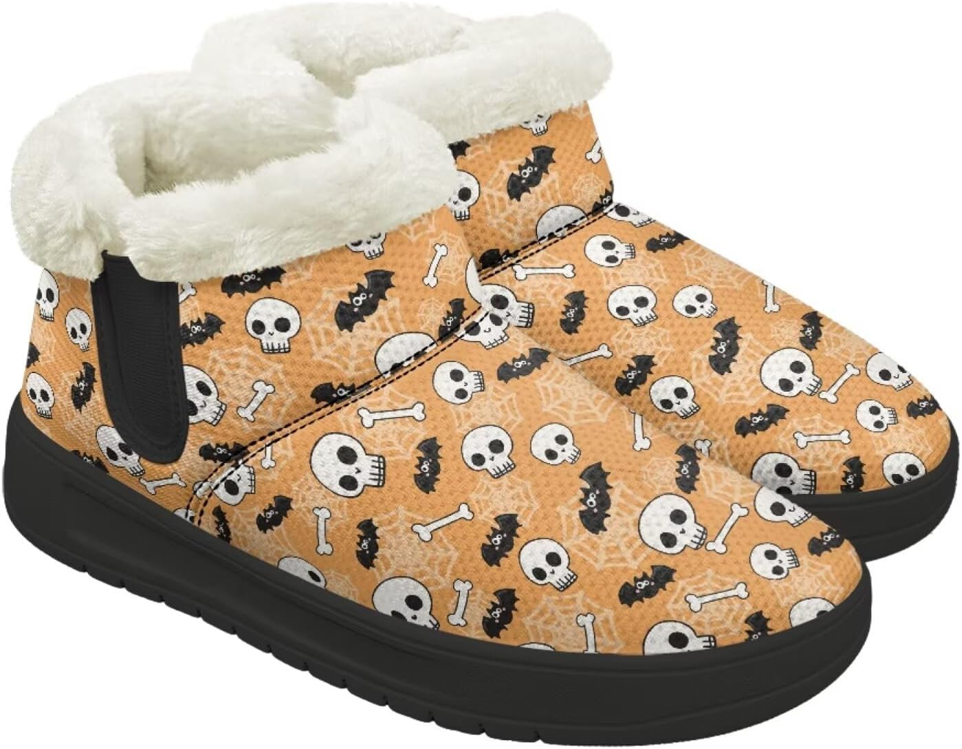 

Зимние утепленные ботинки Forchrinse для женщин и мужчин, комфортные полусапожки с антискользящей подошвой для улицы, Halloween Skull Bat