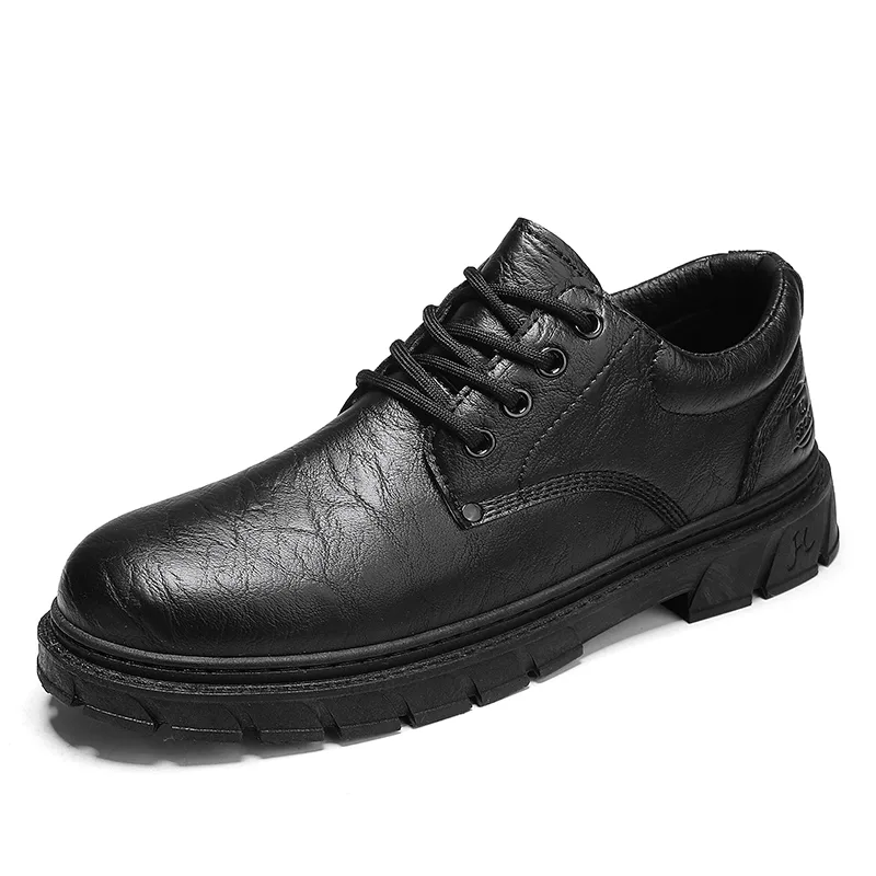 Повседневные кожаные туфли мужские low top SHOUBA, черный