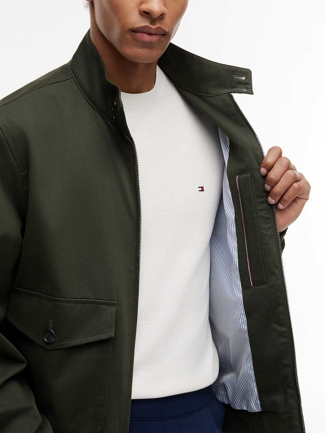 TOMMY HILFIGER Куртка межсезонная 'Harrington' в темно-зеленом цвете — фото 4