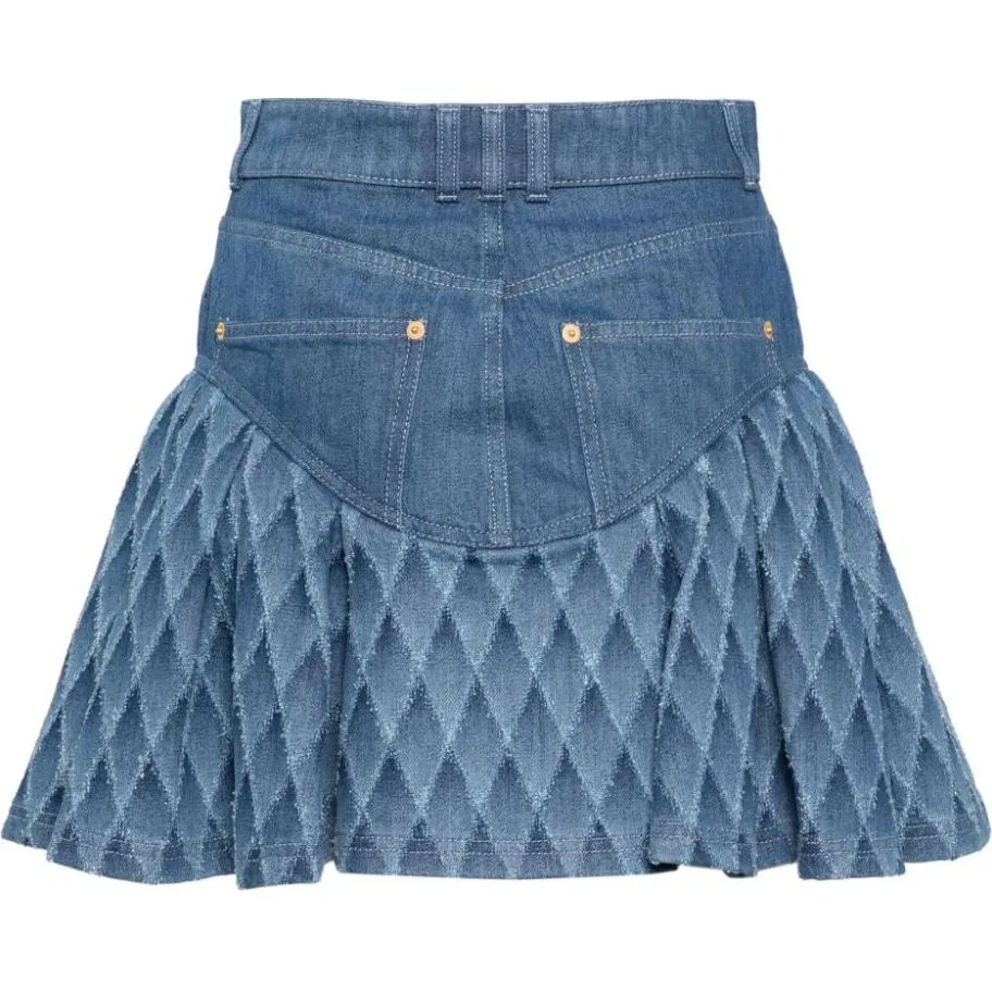 Джинсовая мини-юбка BALMAIN Blue — фото 3