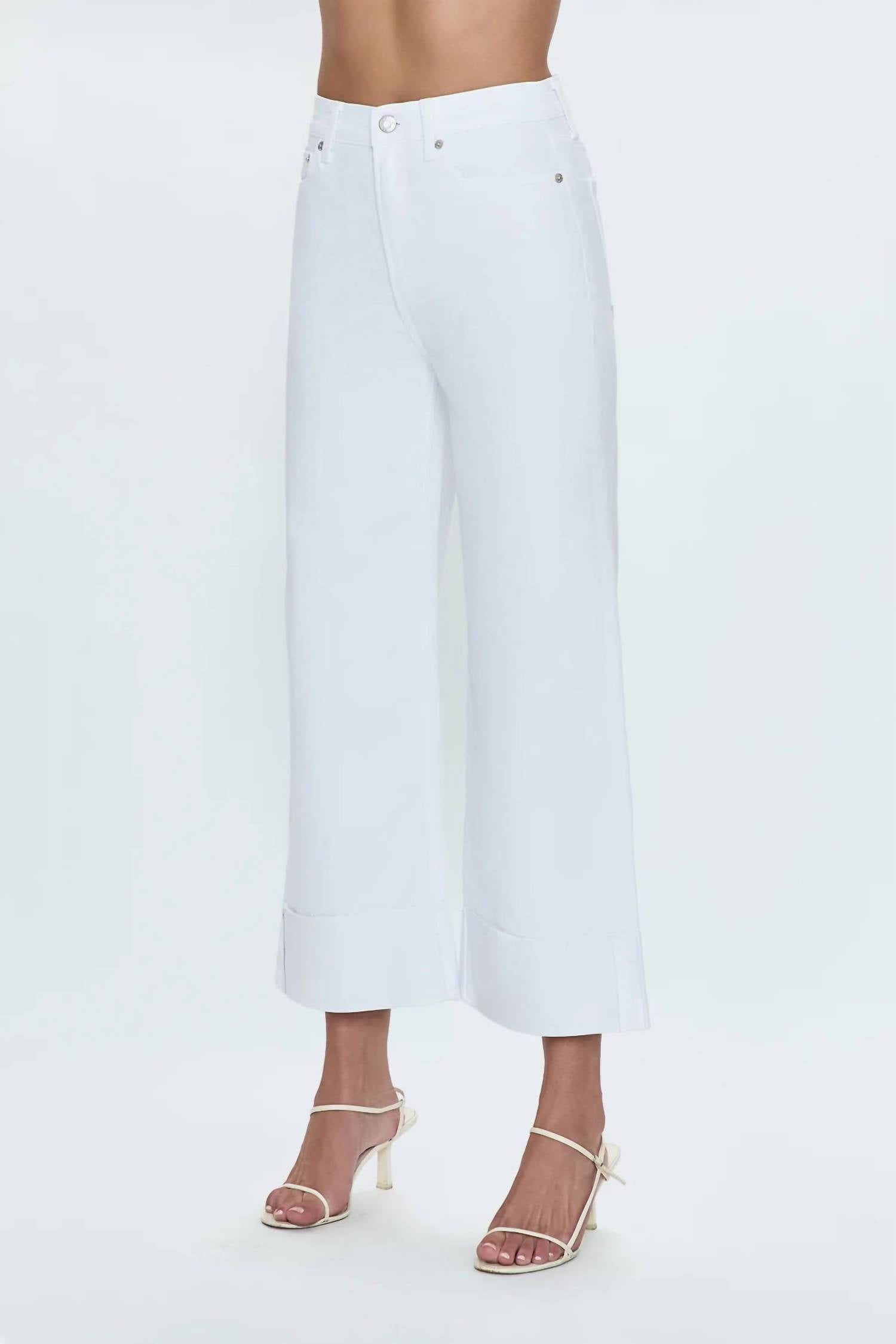 

Высокие джинсы-кроп с широкими штанинами в ярко-белом цвете PISTOLA