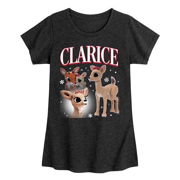 

Футболка Girl's с принтом Clarice the red-nosed reindeer Rudolph, Heather Black