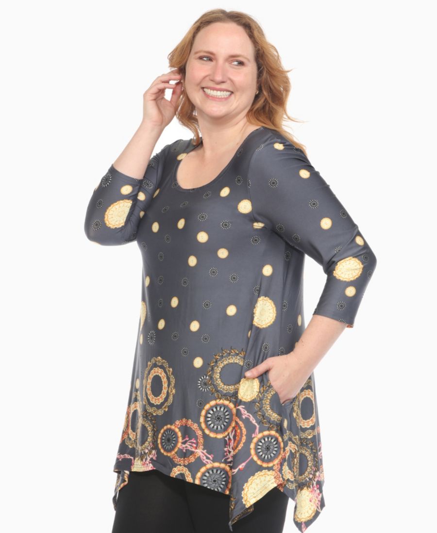 

Топ большого размера с принтом и свободным низом White Mark, Yellow Grey