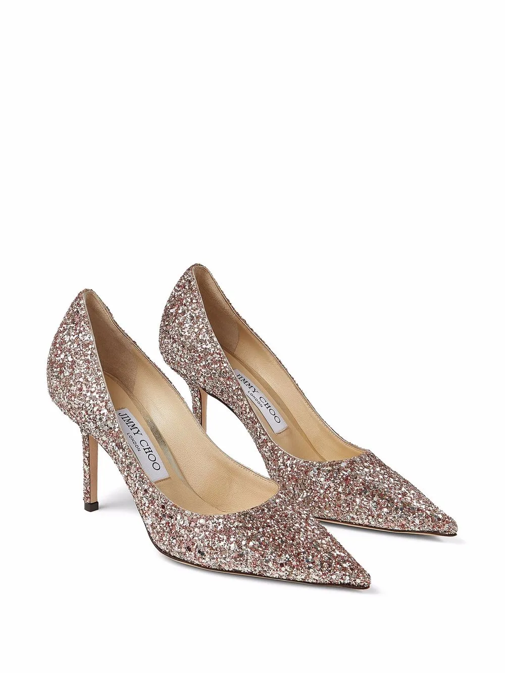 Туфли с заостренным носком и блестками JIMMY CHOO, розовый — фото 2