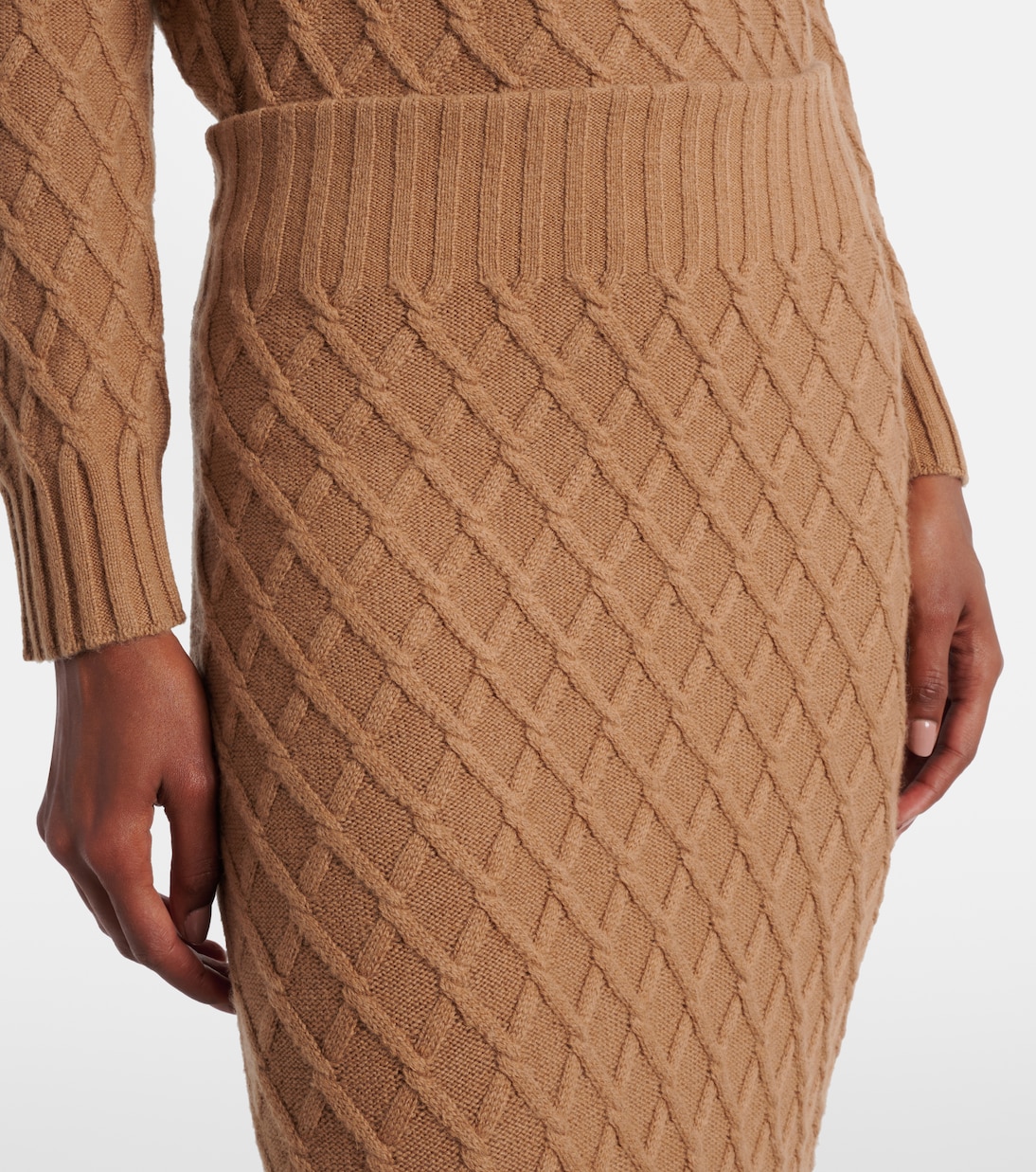 Юбка макси из верблюжьей шерсти, трикотажная Max Mara, Cammello — фото 4