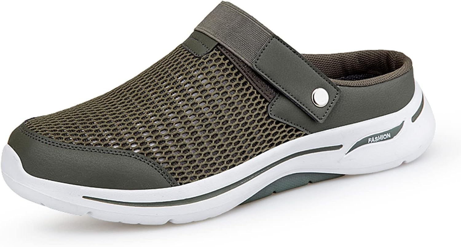 

Садовые кроксы для мужчин и женщин, сетчатые шлепанцы, сандалии на липучке, домашняя и уличная обувь Eliogn, зеленый