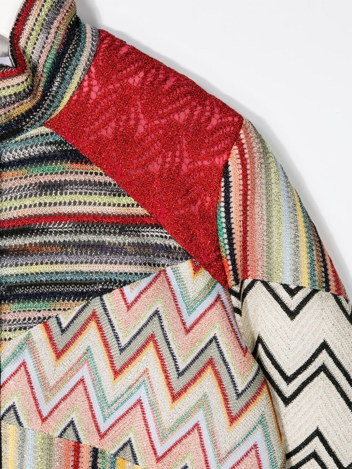 Missoni Kids куртка-бомбер в технике пэчворк, красный — фото 3
