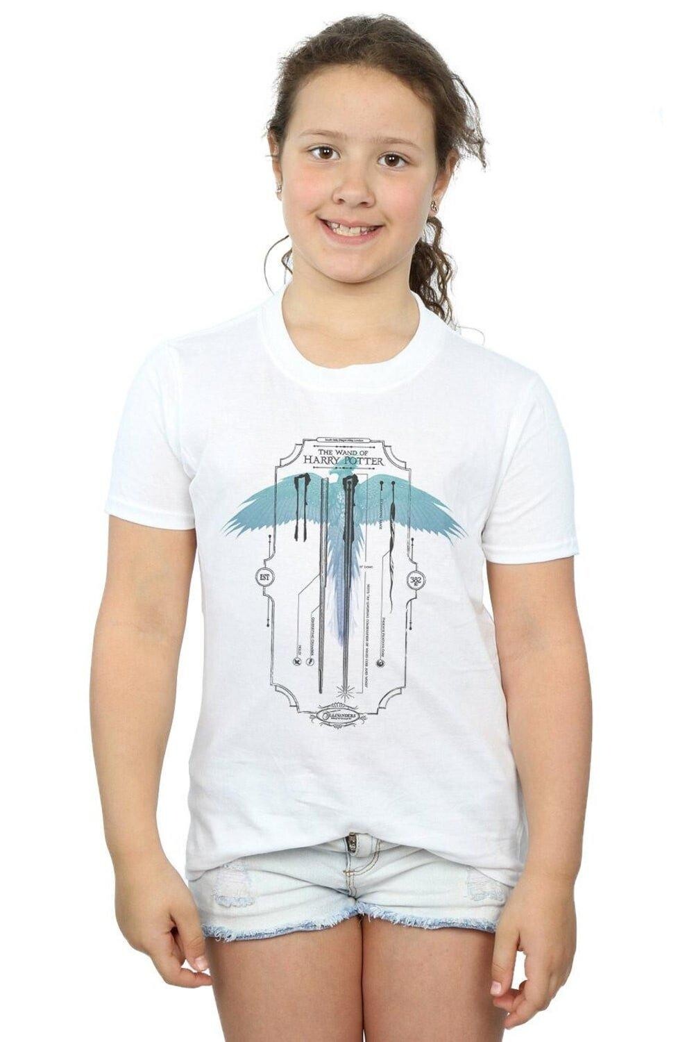 

Гаррик Олливандер Хлопковая футболка Wand Harry Potter, белый