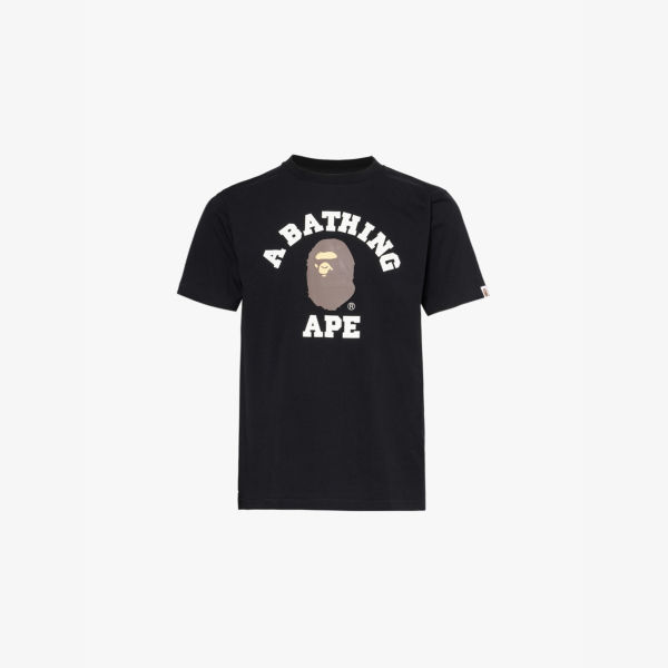 

Футболка из хлопкового джерси с графическим принтом колледжа A Bathing Ape, черный