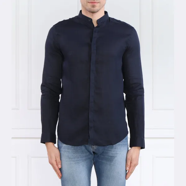 

Льняная рубашка стандартного кроя Armani Exchange, синий