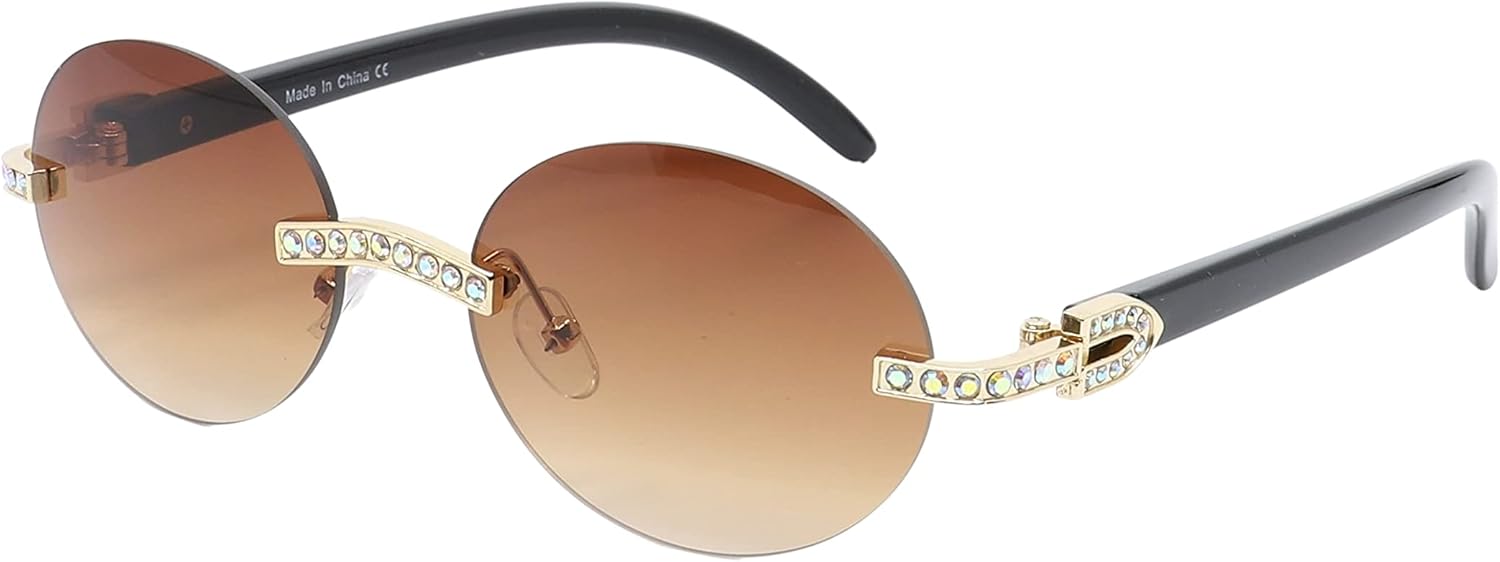 

Ретро-очки в винтажном стиле с деревянными баффами, украшенные стразами, с прозрачными линзами, модные хрустальные очки для женщин и мужчин FLAWLESS EYEWEAR, Gold/Brown