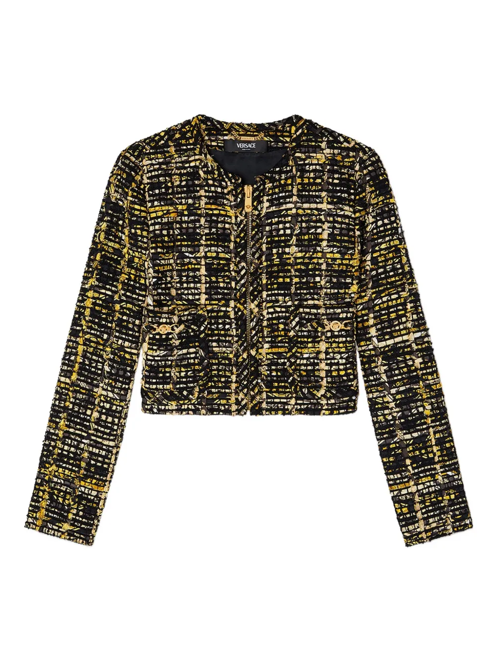 

Твидовый жакет на молнии VERSACE, черный