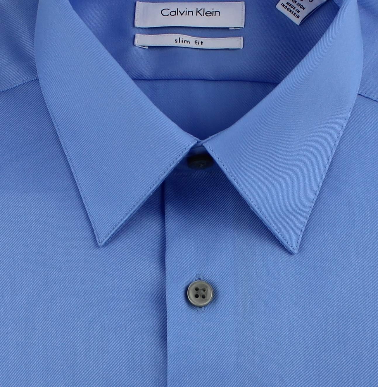 Мужская приталенная рубашка Calvin Klein, однотонная, из хлопка, не подверженного глажке, 33T0477, Blue — фото 2