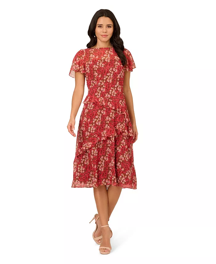 

Женское платье миди из шифона с принтом Adrianna Papell