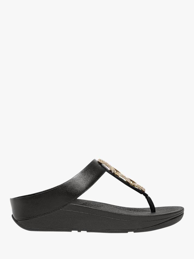 Fino Crystal Chain кожаные босоножки T-Bar FitFlop, Black