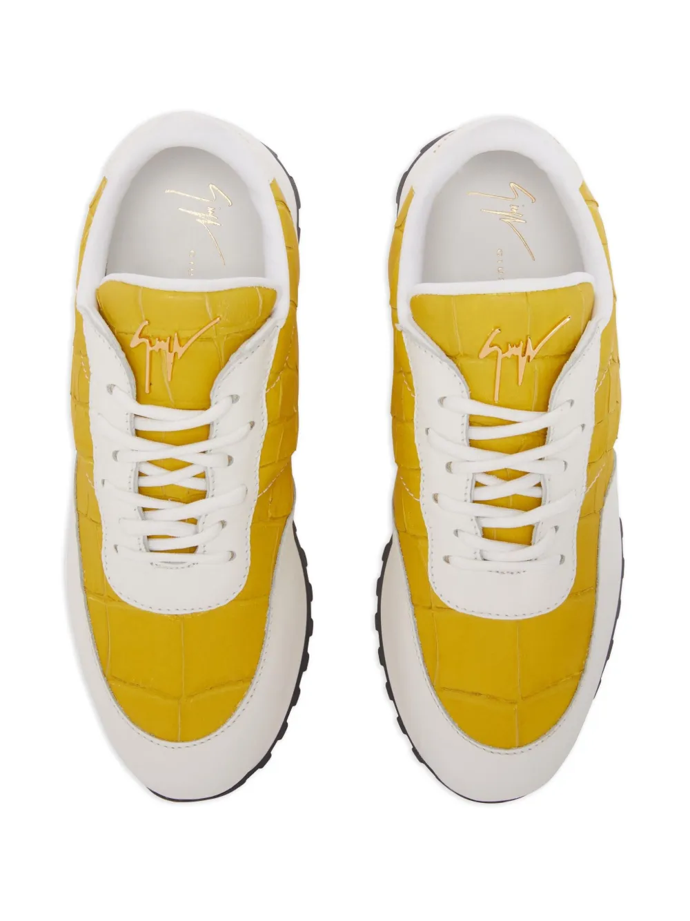 Кроссовки Jimi из кожи с эффектом крокодила Giuseppe Zanotti, желтый — фото 4