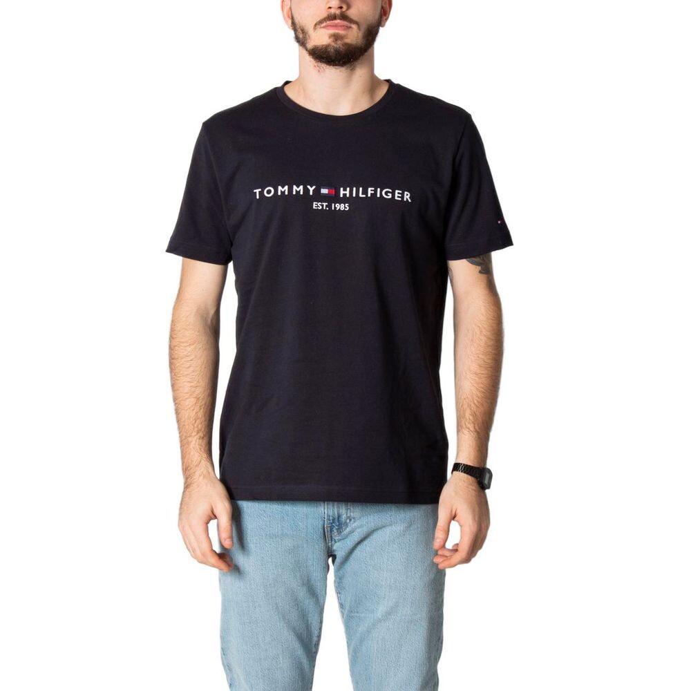 

Синяя хлопковая футболка Tommy Hilfiger