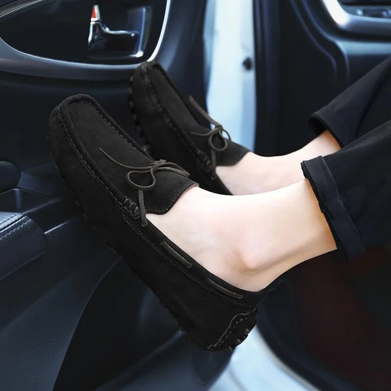 Лоферы мужские из нубука, Moccasins, черный SayfuR — фото 4