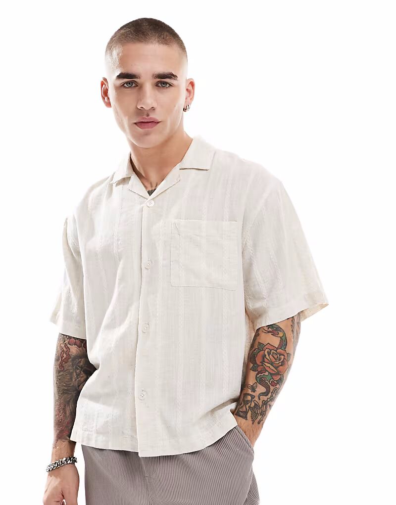 

Рубашка из фактурной ткани Cotton On в натуральную полоску Cotton:On