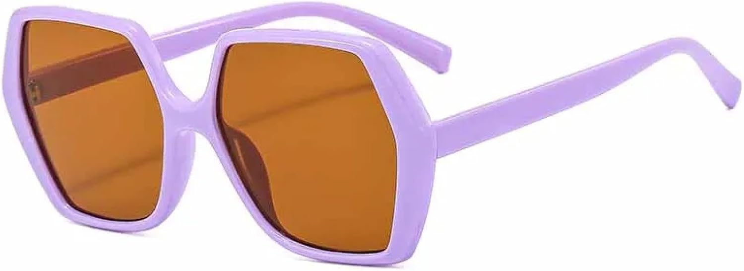 

Винтажные классические солнцезащитные очки в крупной оправе Polygon для мужчин, женщин и унисекс, модные, для активного отдыха и путешествий, с защитой от УФ-излучения UV400 TKKTLLT, Purple Brown