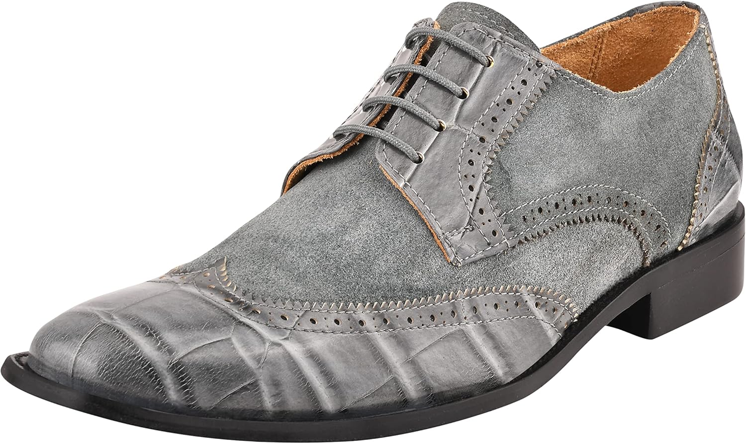 

Мужские туфли LIBERTYZENO Oxford с крыльями из натуральной кожи с шнуровкой для взрослых, праздничная модель на Рождество, серый