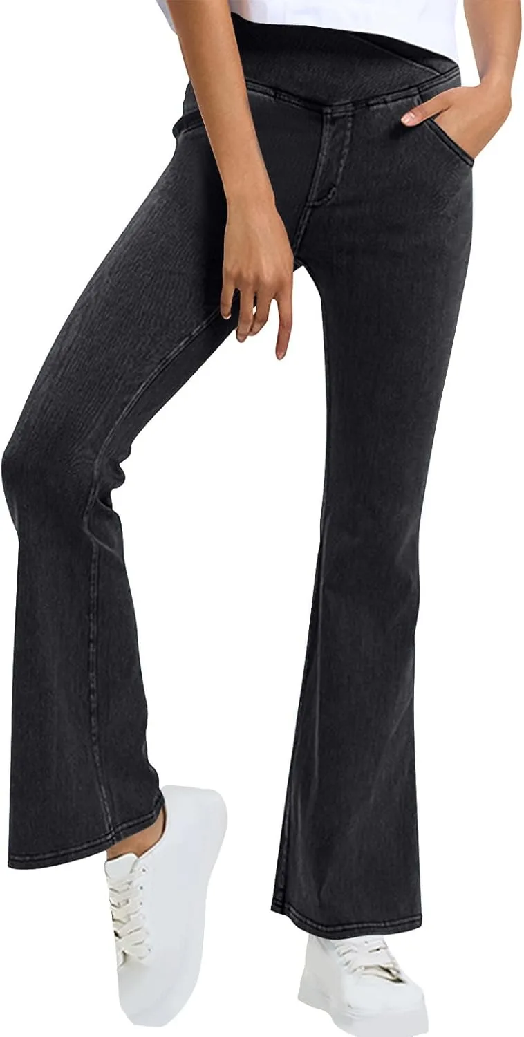 

Джинсы-клеш для женщин High Waisted с завышенной талией и эффектом V Cross Tummy Control Borniu