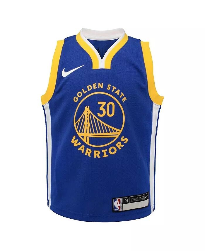 Джерси Стивена Карри Royal Golden State Warriors Dri-FIT Swingman для мальчиков и девочек дошкольного возраста — Icon Edition Nike, синий — фото 2