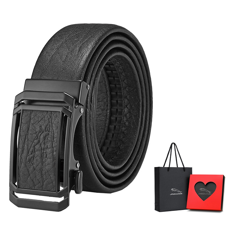 

JAGUAR Мужской кожаный ремень из натуральной воловьей кожи черный шириной 3,55 см, Heart Gift Box Set