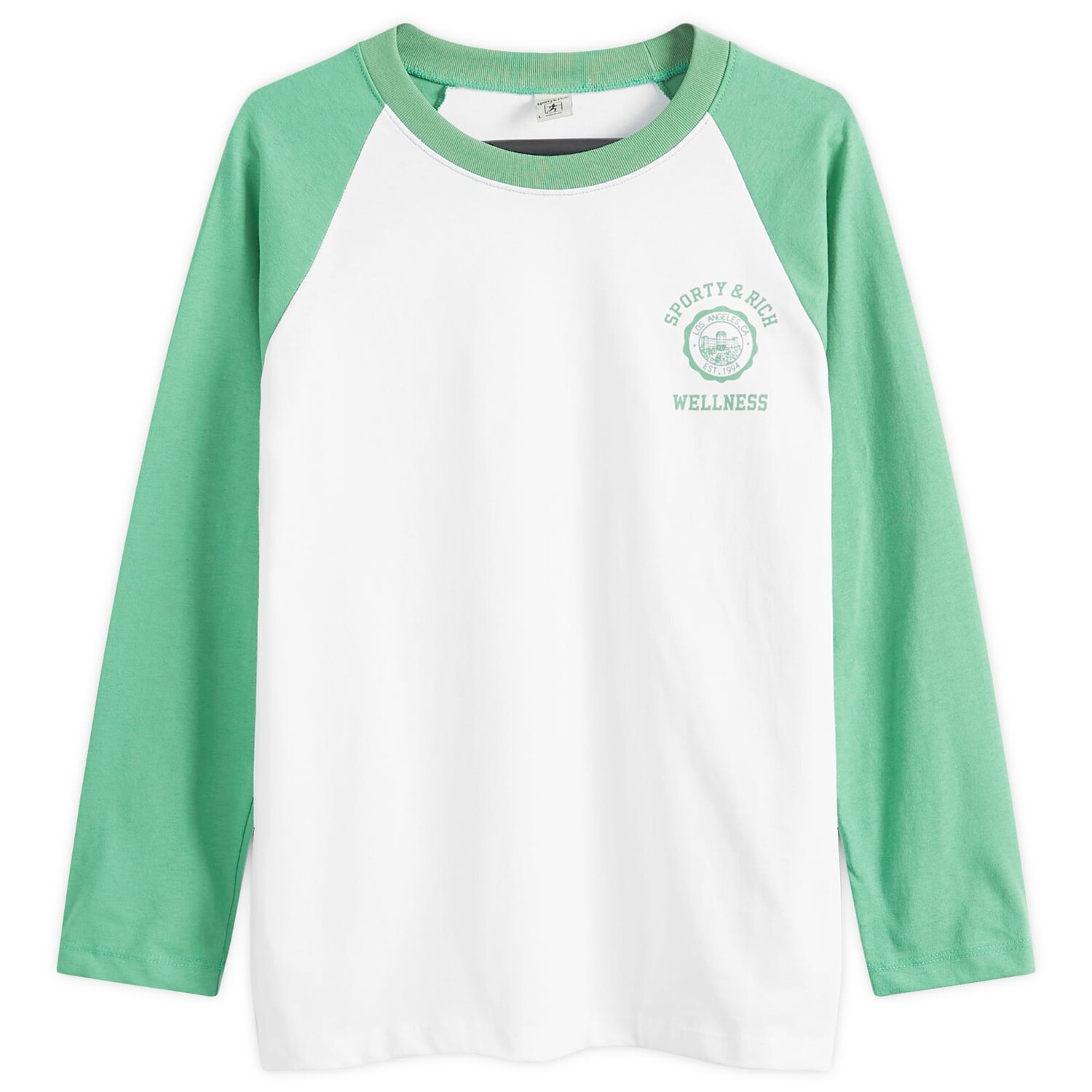 

Футболка Sporty & Rich Emblem Baseball T-Shirt, цвет White & Verde