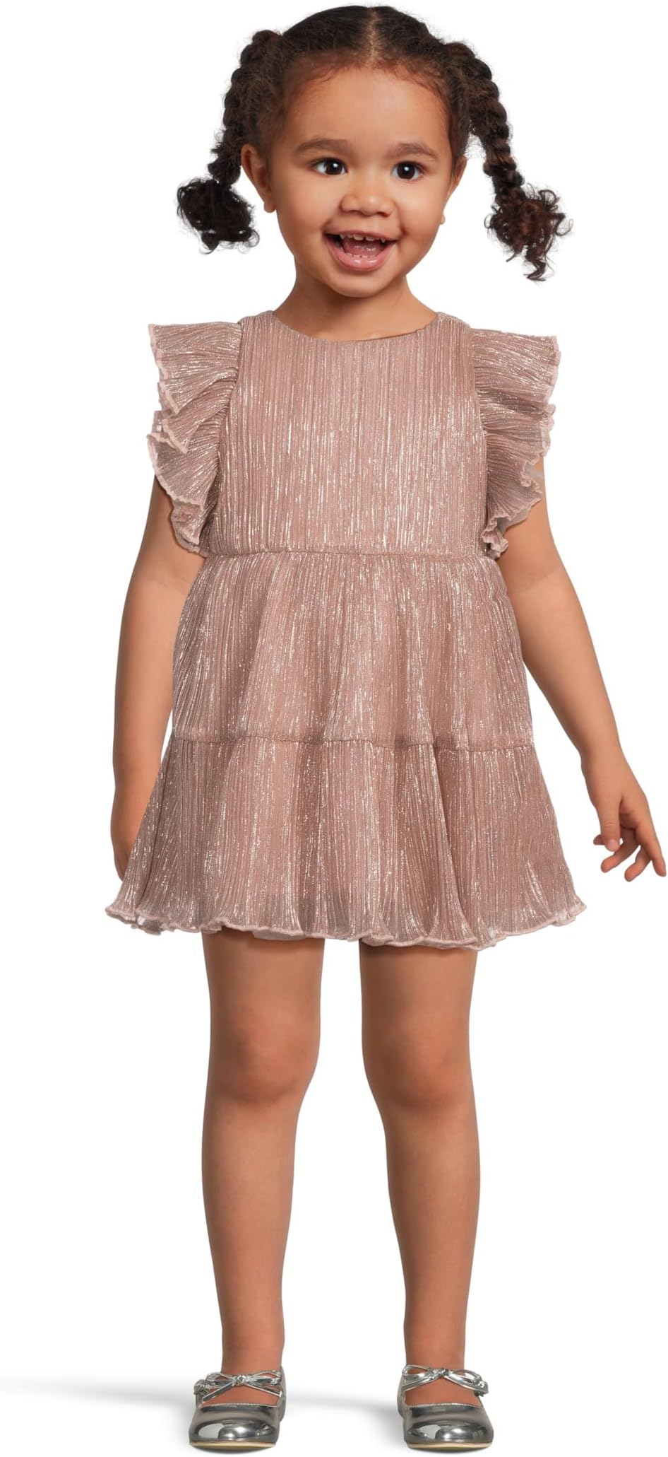 

Платье с плиссировкой и люрексом Janie and Jack, Pink