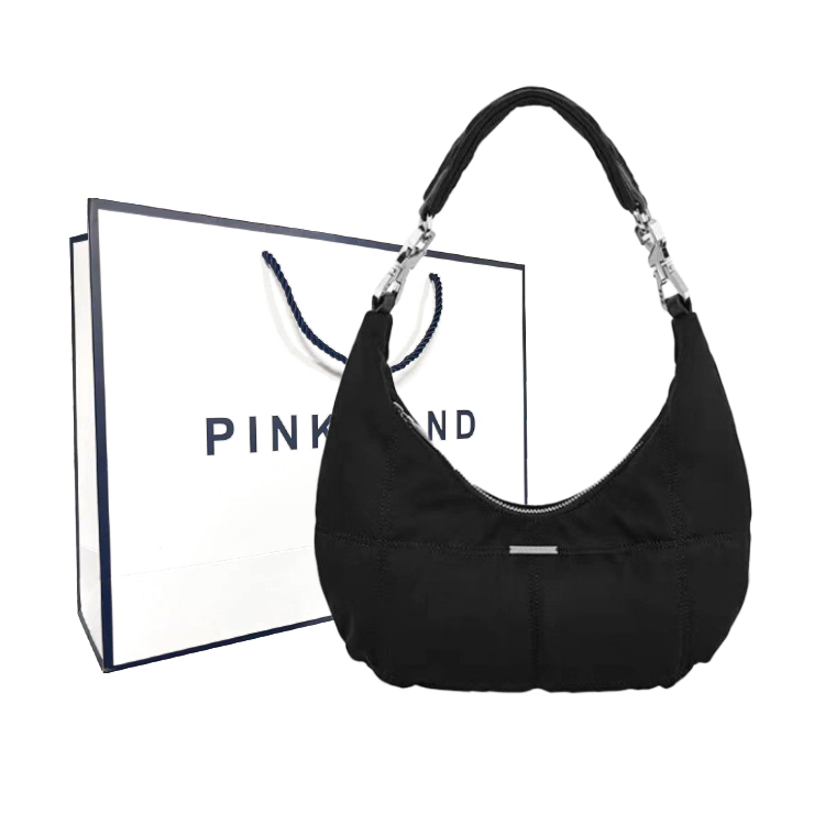 

PINK·LAND Женская черная сумка через плечо, Black+Black Shopping Bag