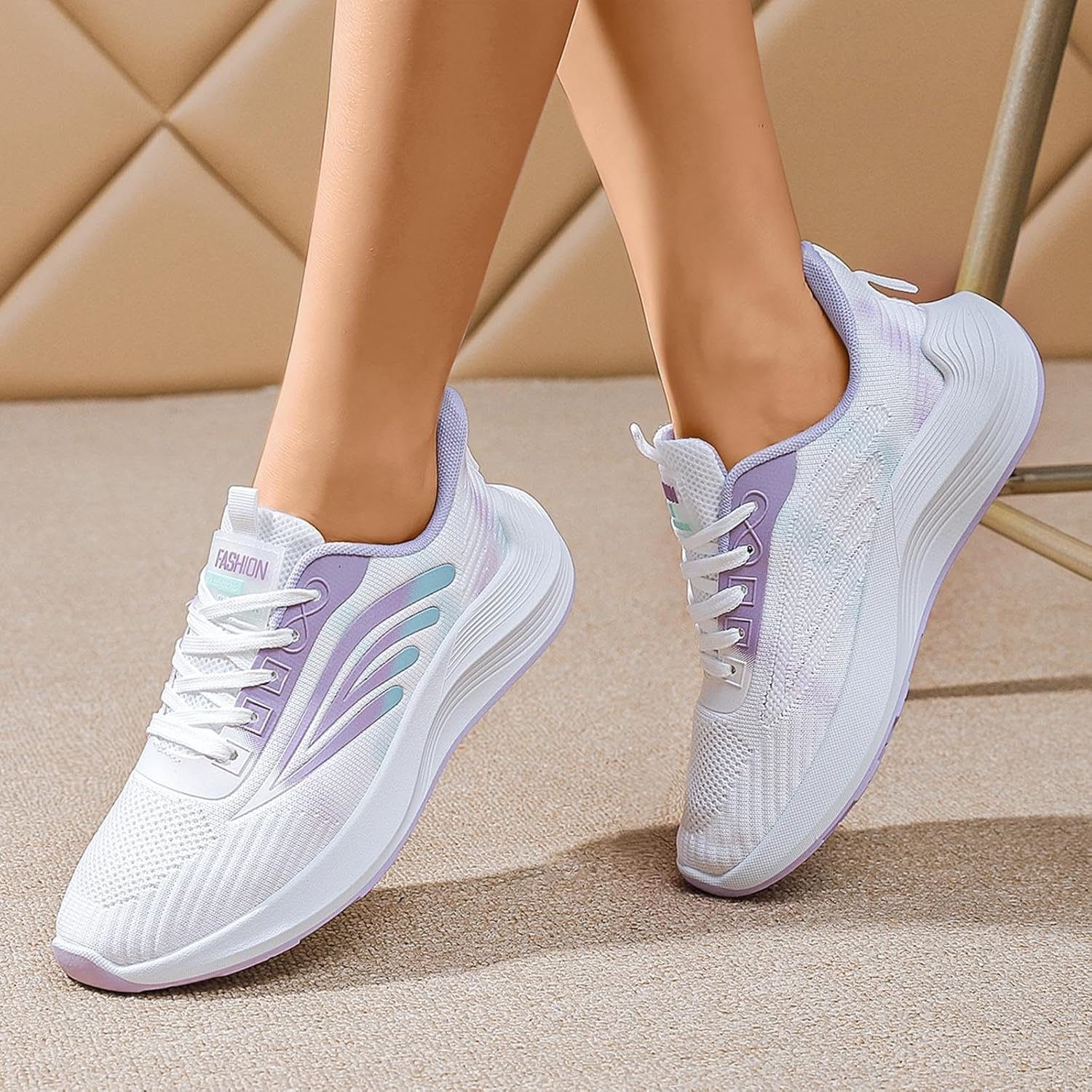 Мужские спортивные кроссовки для бега Gowalk, повседневная деловая обувь для ходьбы, удобные противоскользящие кроссовки на шнуровке, модные кроссовки Generic, фиолетовый — фото 2