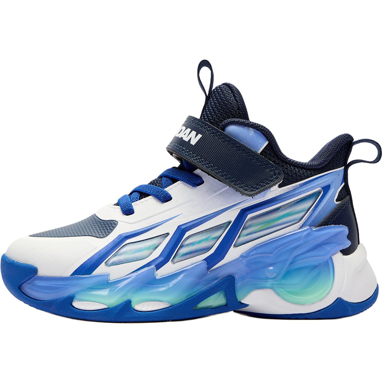 

QIAODAN Непромокаемые нескользящие низкие детские баскетбольные кроссовки White Blue для детей 3-7 лет