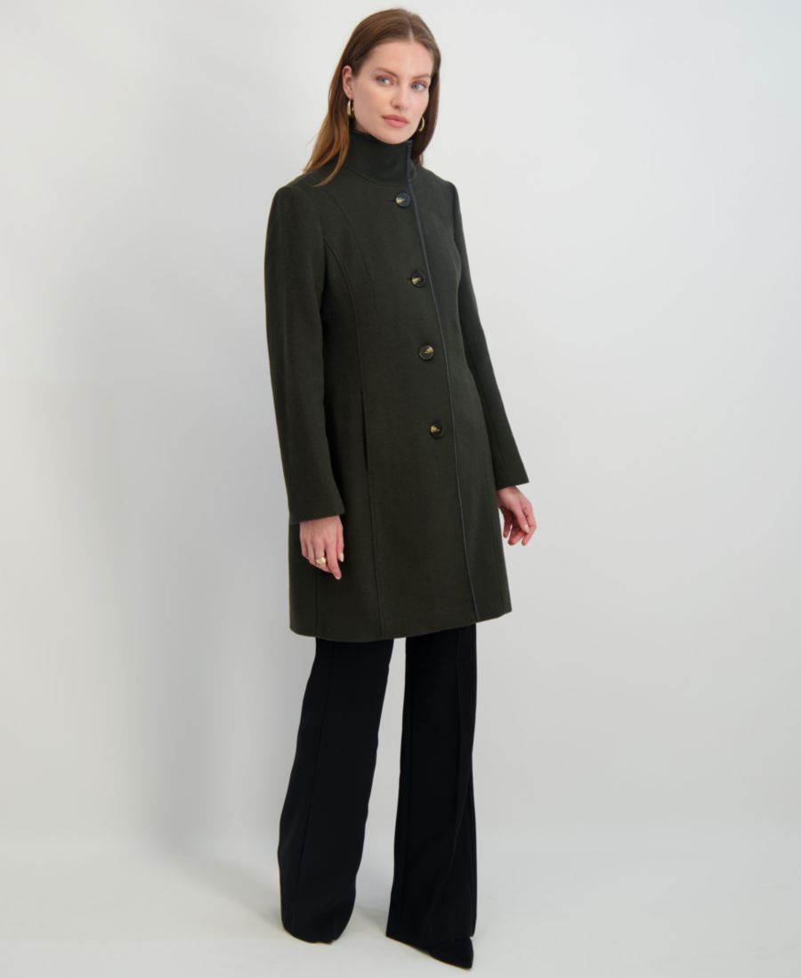 

Женское пальто со стоячим воротником и застежкой на пуговицы спереди Tahari, Olive