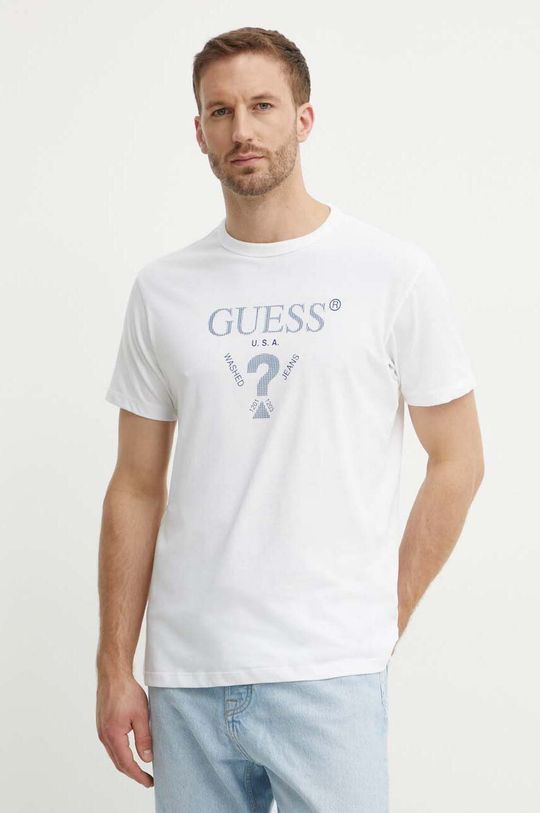 

Хлопковая футболка Guess, белый