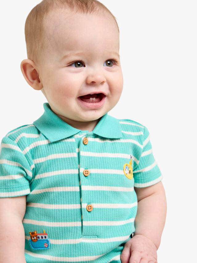 

Детское хлопчатобумажное боди в полоску в рубчик Mini Cuddles, зеленый