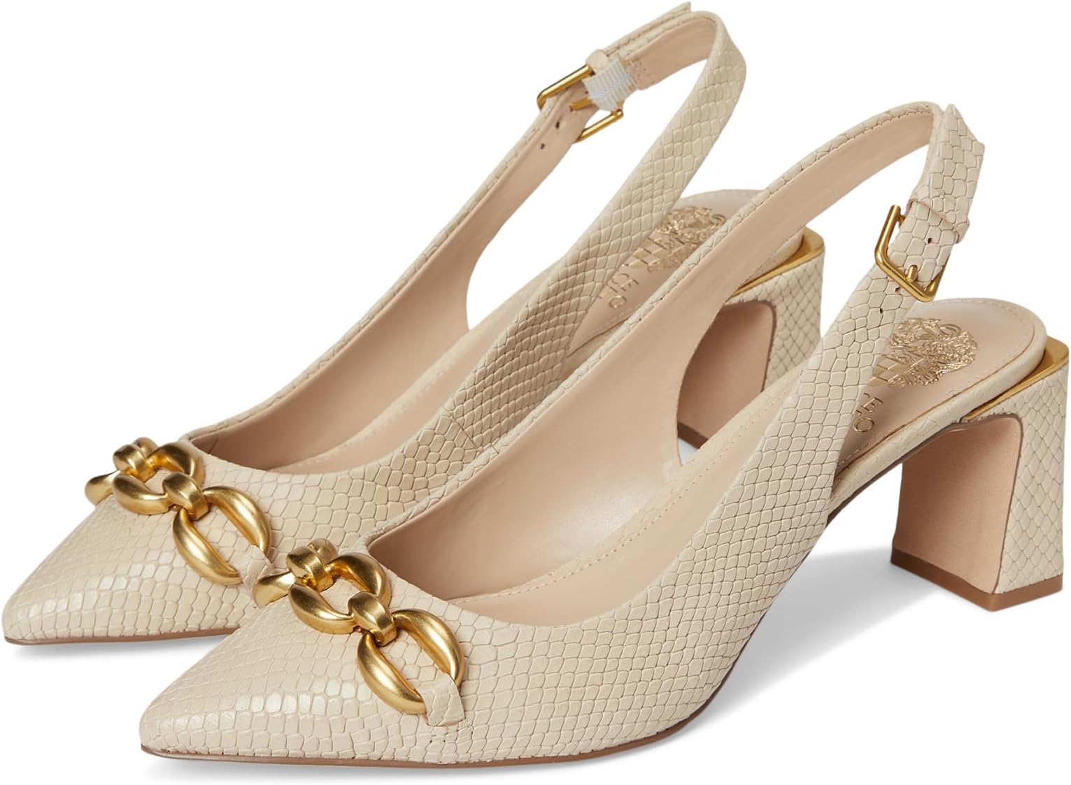 Туфли Vince Camuto Hamden Chain Link Slingback Pumps, цвет Soft Buff
