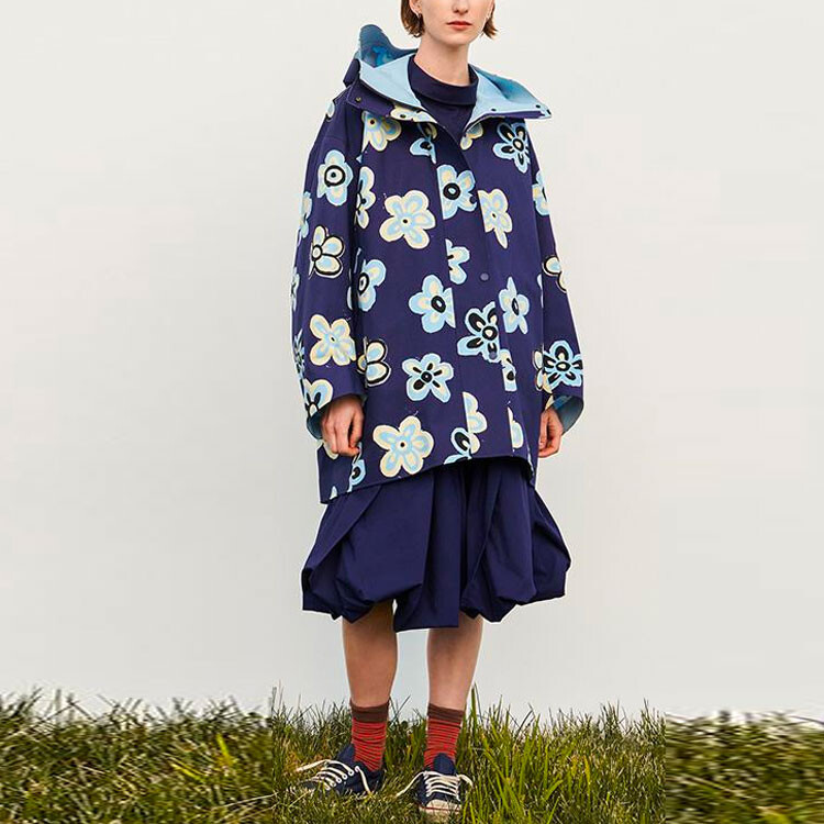 Ветровка Uniqlo X Marni Women's Block Teck Half Coat Asia Sizing Flower, синий — фото 2