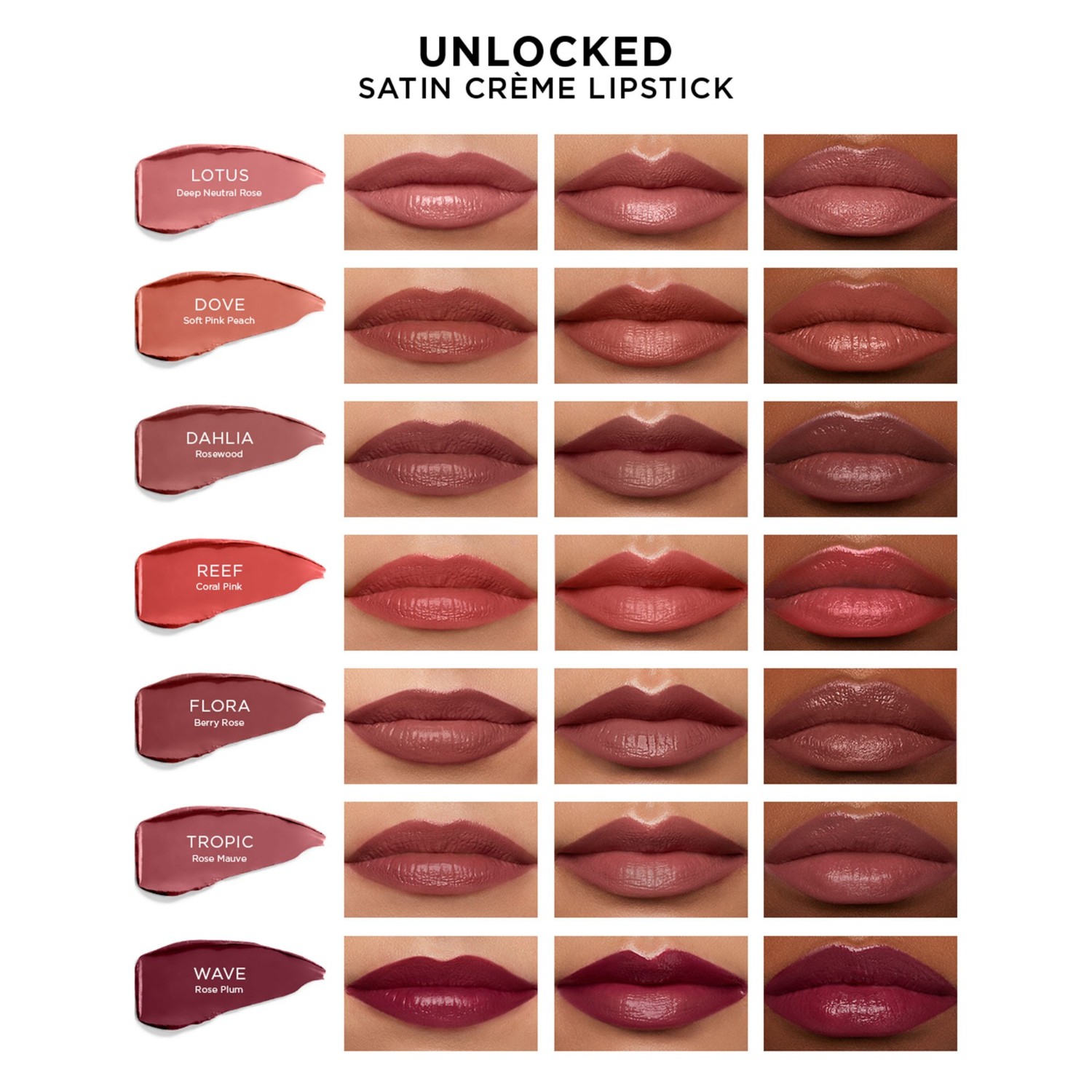 Помада для губ unlocked unlocked satin crème lipstick Hourglass, flora, вес 4 гр. — фото 3