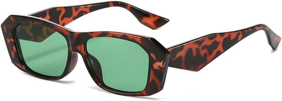 

Солнцезащитные очки Polygon для женщин в стиле ретро, ​​защита от ультрафиолета UV400, модные солнцезащитные очки для мужчин, зеленые и розовые TKKTLLT, Leopard Dark Green