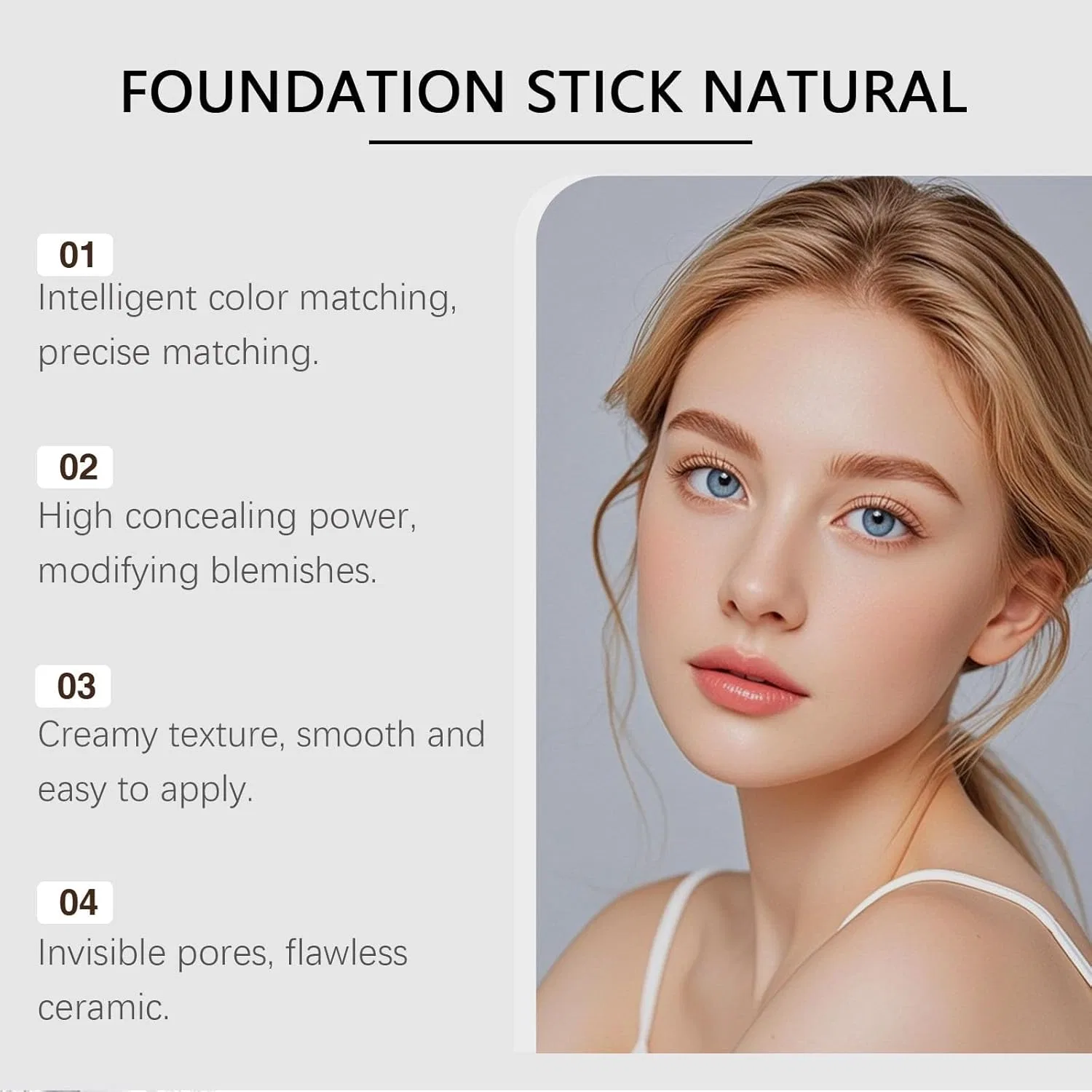 Тональный крем-стик «Blanc Cover Cream Stick V White» с изменяющимся цветом и кистью Generisch, Light Colour. — фото 2