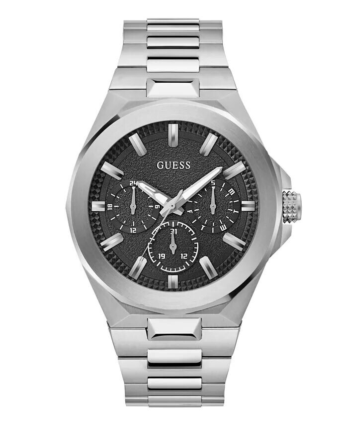 

Мужские многофункциональные часы из серебряной стали 46 мм GUESS, серебро