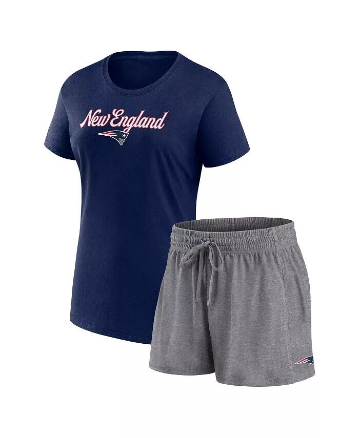 

Женский комплект из темно-синей футболки и шорт с надписью «Heather Charcoal New England Patriots» Fanatics