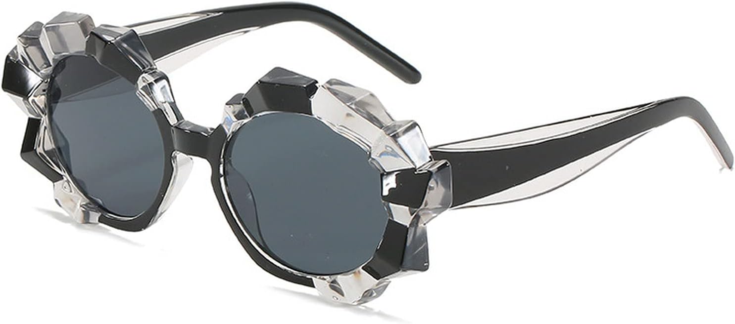

COTIA Fashion Уникальные солнцезащитные очки неправильной формы круглой формы для женщин в винтажном стиле со стразами, защита от ультрафиолета UV400, модные солнцезащитные очки для мужчин, цветные солнцезащитные очки, Black